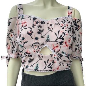 By Egreis pink floral crop top size Medium